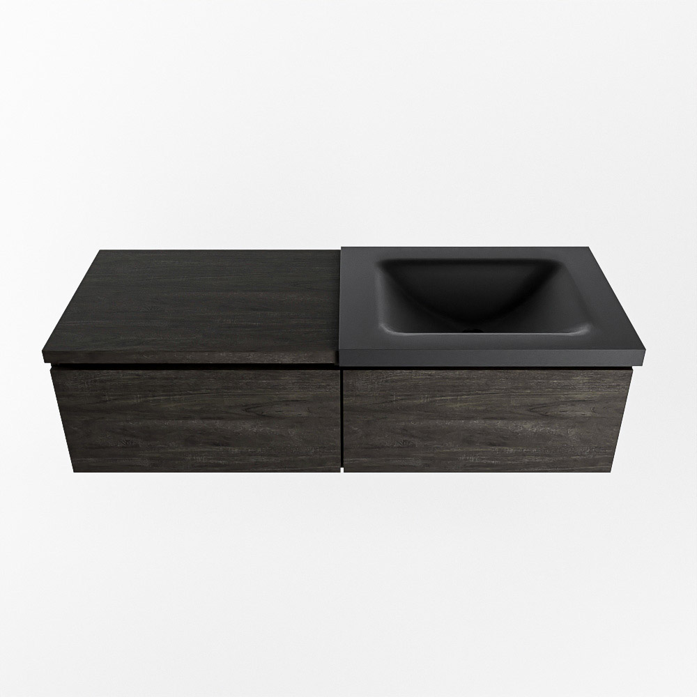 MONDIAZ BUKLA 120cm mueble de baño con módulo 60 Dark Brown 2 cajones. Lavabo CLOUD derecho 1 orificio color Urban 6 MONDIAZ BUKLA 120cm mueble de baño con módulo 60 Dark Brown 2 cajones. Lavabo CLOUD derecho 1 orificio color Urban - Imagen 6