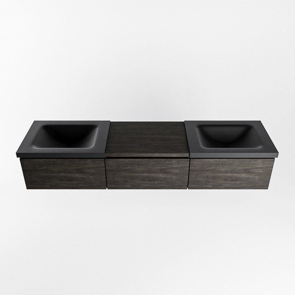 MONDIAZ BUKLA 180cm mueble de baño con módulo 60 Dark Brown 3 cajones. Lavabo CLOUD duble sin orificios color Urban 6 MONDIAZ BUKLA 180cm mueble de baño con módulo 60 Dark Brown 3 cajones. Lavabo CLOUD duble sin orificios color Urban - Imagen 6