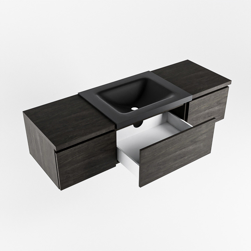 MONDIAZ BUKLA 140cm mueble de baño con módulo 40 Dark Brown 3 cajones. Lavabo CLOUD centro sin orificios color Urban 4 MONDIAZ BUKLA 140cm mueble de baño con módulo 40 Dark Brown 3 cajones. Lavabo CLOUD centro sin orificios color Urban - Imagen 4