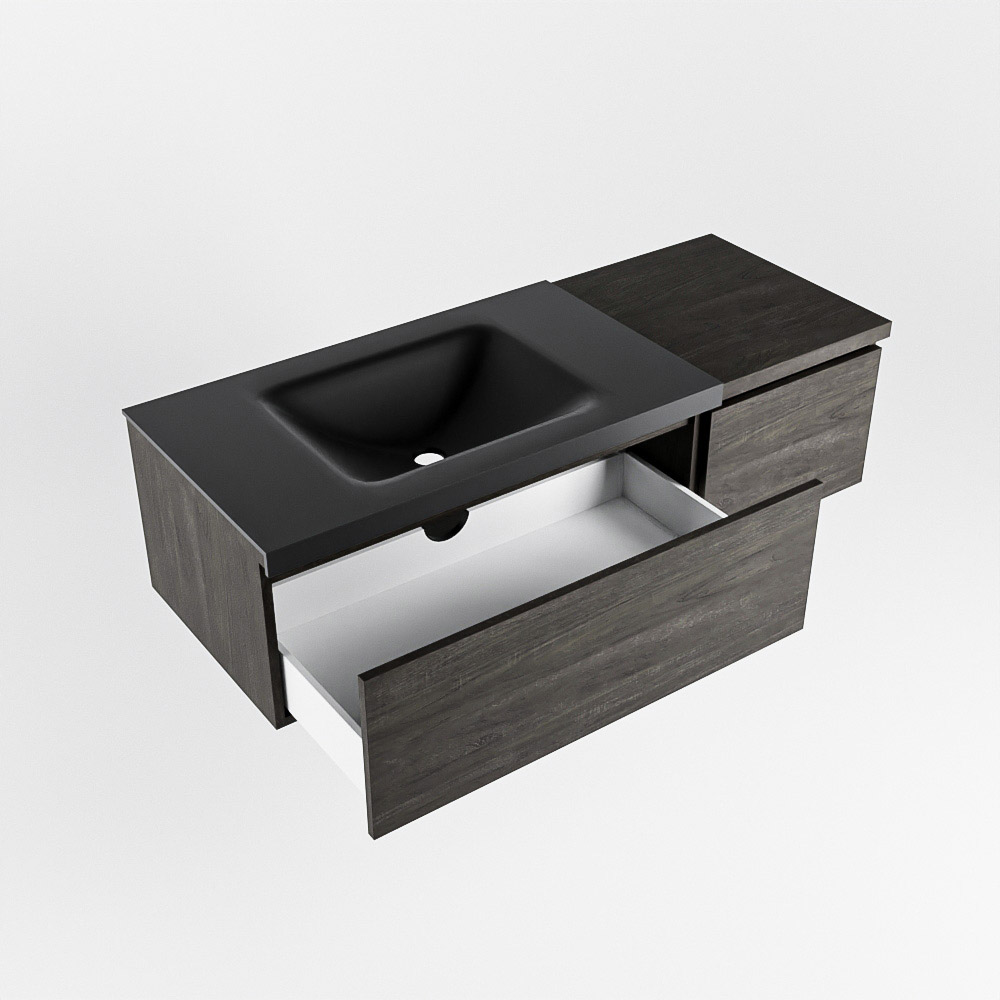 MONDIAZ BUKLA 120cm mueble de baño con módulo 40 Dark Brown 2 cajones. Lavabo CLOUD izquierda 1 orificio color Urban 4 MONDIAZ BUKLA 120cm mueble de baño con módulo 40 Dark Brown 2 cajones. Lavabo CLOUD izquierda 1 orificio color Urban - Imagen 4