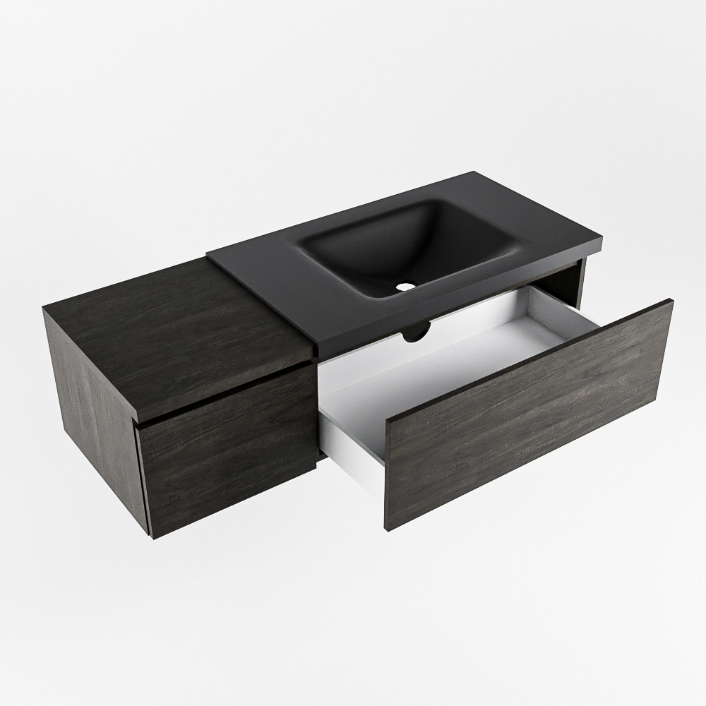 MONDIAZ BUKLA 120cm mueble de baño con módulo 40 Dark Brown 2 cajones. Lavabo CLOUD derecho 1 orificio color Urban 4 MONDIAZ BUKLA 120cm mueble de baño con módulo 40 Dark Brown 2 cajones. Lavabo CLOUD derecho 1 orificio color Urban - Imagen 4