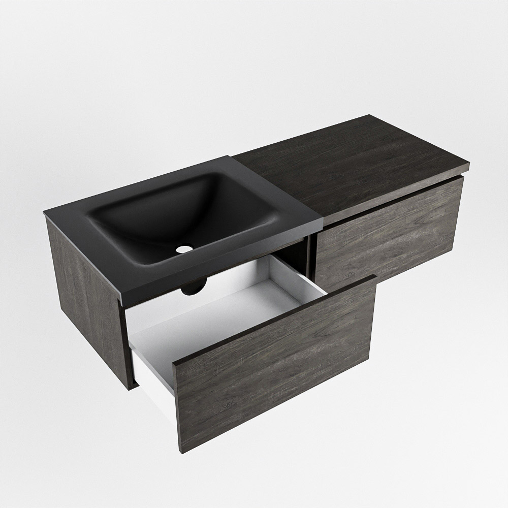 MONDIAZ BUKLA 120cm mueble de baño con módulo 60 Dark Brown 2 cajones. Lavabo CLOUD izquierda sin orificios color Urban 4 MONDIAZ BUKLA 120cm mueble de baño con módulo 60 Dark Brown 2 cajones. Lavabo CLOUD izquierda sin orificios color Urban - Imagen 4