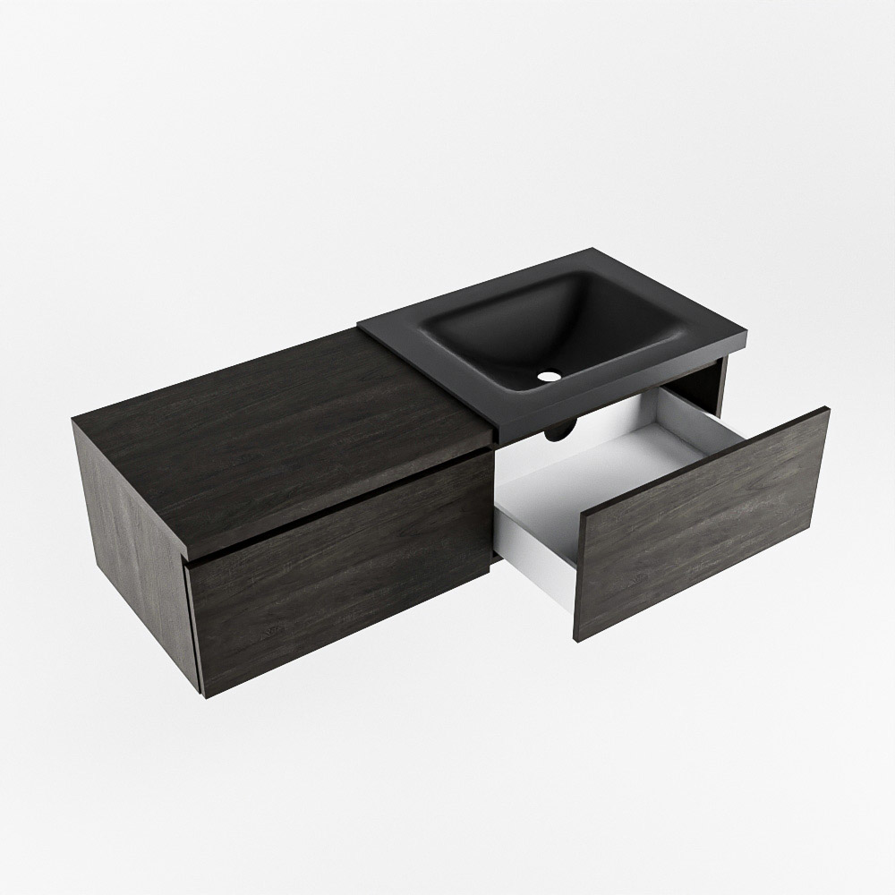MONDIAZ BUKLA 120cm mueble de baño con módulo 60 Dark Brown 2 cajones. Lavabo CLOUD derecho 1 orificio color Urban 4 MONDIAZ BUKLA 120cm mueble de baño con módulo 60 Dark Brown 2 cajones. Lavabo CLOUD derecho 1 orificio color Urban - Imagen 4