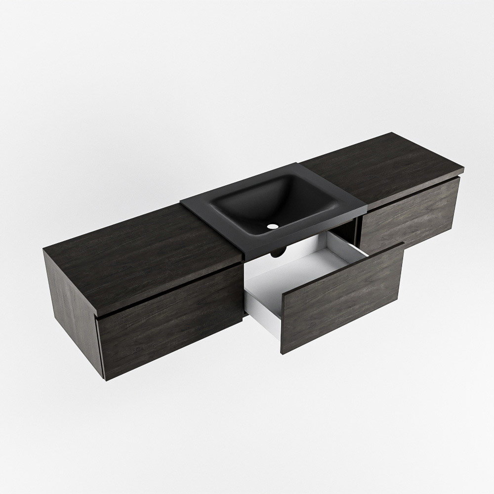 MONDIAZ BUKLA 180cm mueble de baño con módulo 60 Dark Brown 3 cajones. Lavabo CLOUD centro 1 orificio color Urban 4 MONDIAZ BUKLA 180cm mueble de baño con módulo 60 Dark Brown 3 cajones. Lavabo CLOUD centro 1 orificio color Urban - Imagen 4