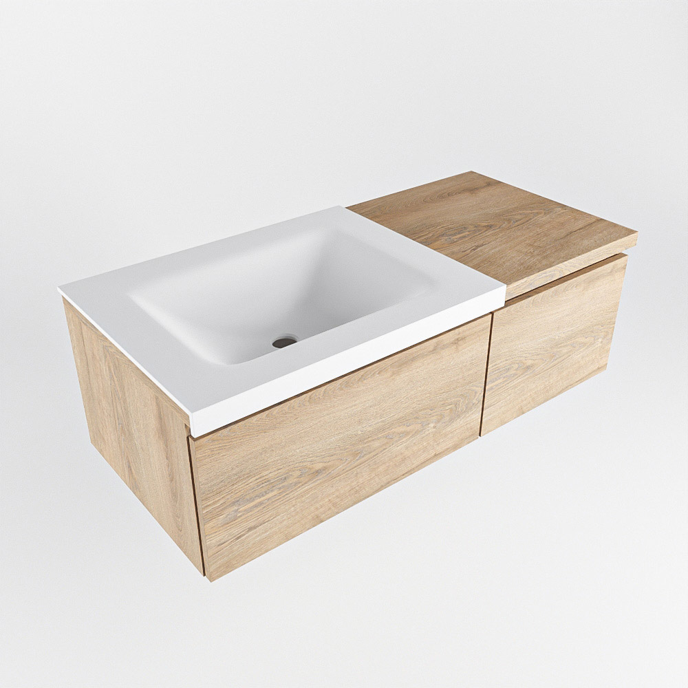 MONDIAZ BUKLA 100cm mueble de baño con módulo 40 Washed Oak 2 cajones. Lavabo CLOUD izquierda sin orificios color Talc 5 MONDIAZ BUKLA 100cm mueble de baño con módulo 40 Washed Oak 2 cajones. Lavabo CLOUD izquierda sin orificios color Talc - Imagen 5