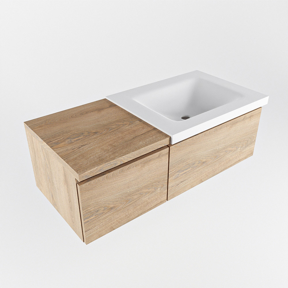 MONDIAZ BUKLA 100cm mueble de baño con módulo 40 Washed Oak 2 cajones. Lavabo CLOUD derecho 1 orificio color Talc 5 MONDIAZ BUKLA 100cm mueble de baño con módulo 40 Washed Oak 2 cajones. Lavabo CLOUD derecho 1 orificio color Talc - Imagen 5