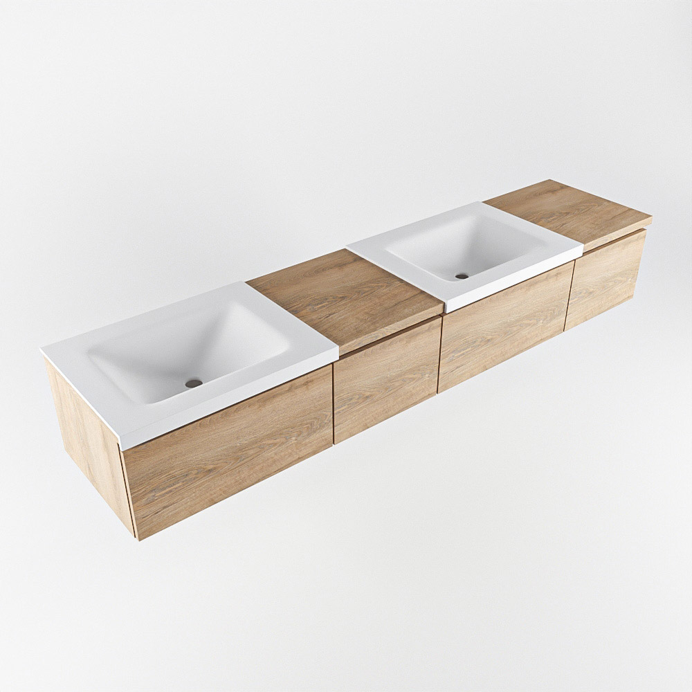 MONDIAZ BUKLA 200cm mueble de baño con módulo 40 izquierda Washed Oak 4 cajones. Lavabo CLOUD duble sin orificios color Talc 5 MONDIAZ BUKLA 200cm mueble de baño con módulo 40 izquierda Washed Oak 4 cajones. Lavabo CLOUD duble sin orificios color Talc - Imagen 5