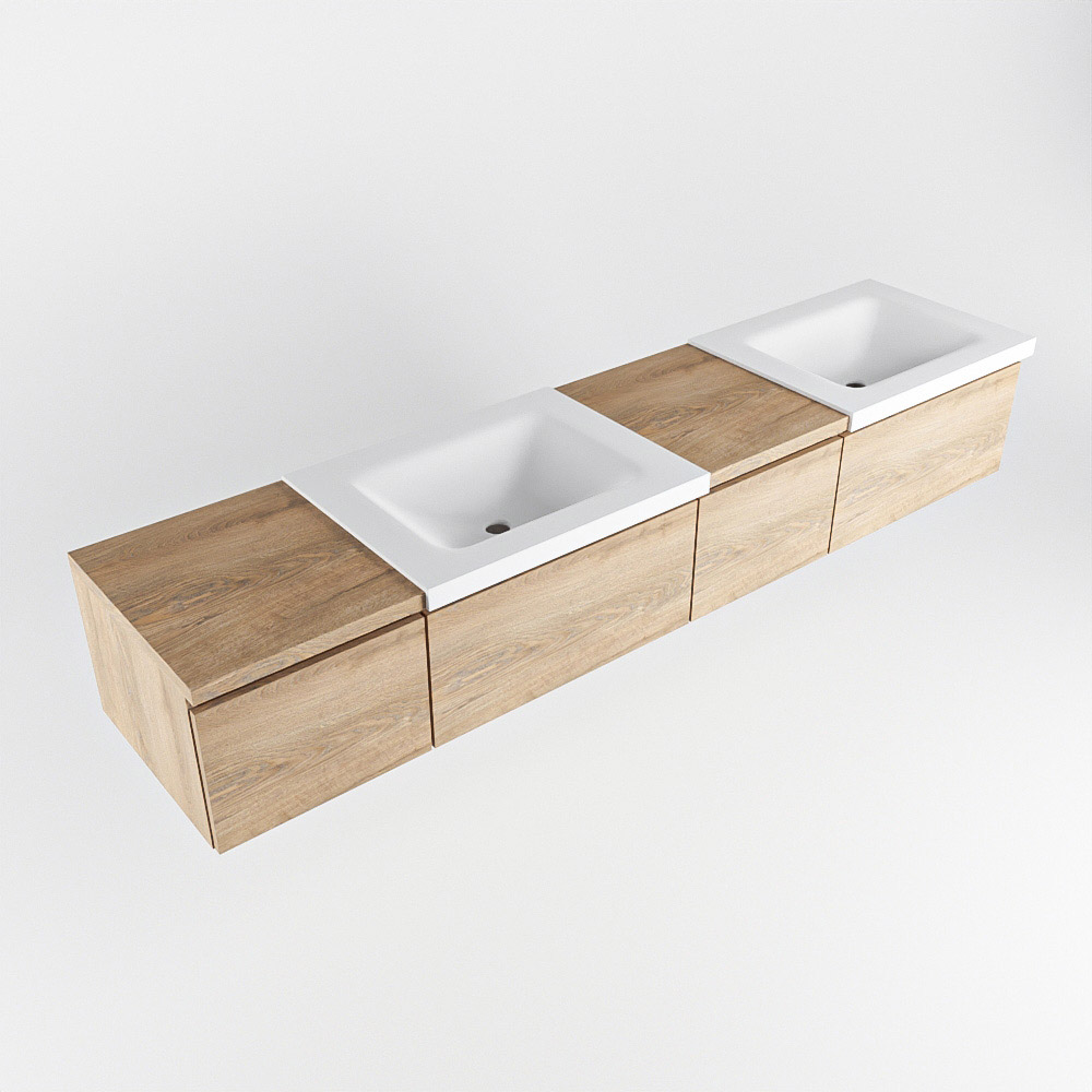 MONDIAZ BUKLA 200cm mueble de baño con módulo 40 derecho Washed Oak 4 cajones. Lavabo CLOUD duble sin orificios color Talc 5 MONDIAZ BUKLA 200cm mueble de baño con módulo 40 derecho Washed Oak 4 cajones. Lavabo CLOUD duble sin orificios color Talc - Imagen 5