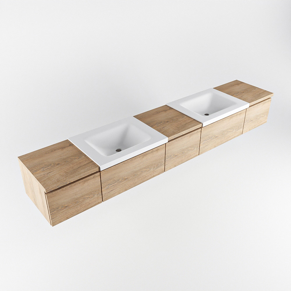 MONDIAZ BUKLA 240cm mueble de baño con módulo 40 Washed Oak 5 cajones. Lavabo CLOUD duble sin orificios color Talc 5 MONDIAZ BUKLA 240cm mueble de baño con módulo 40 Washed Oak 5 cajones. Lavabo CLOUD duble sin orificios color Talc - Imagen 5
