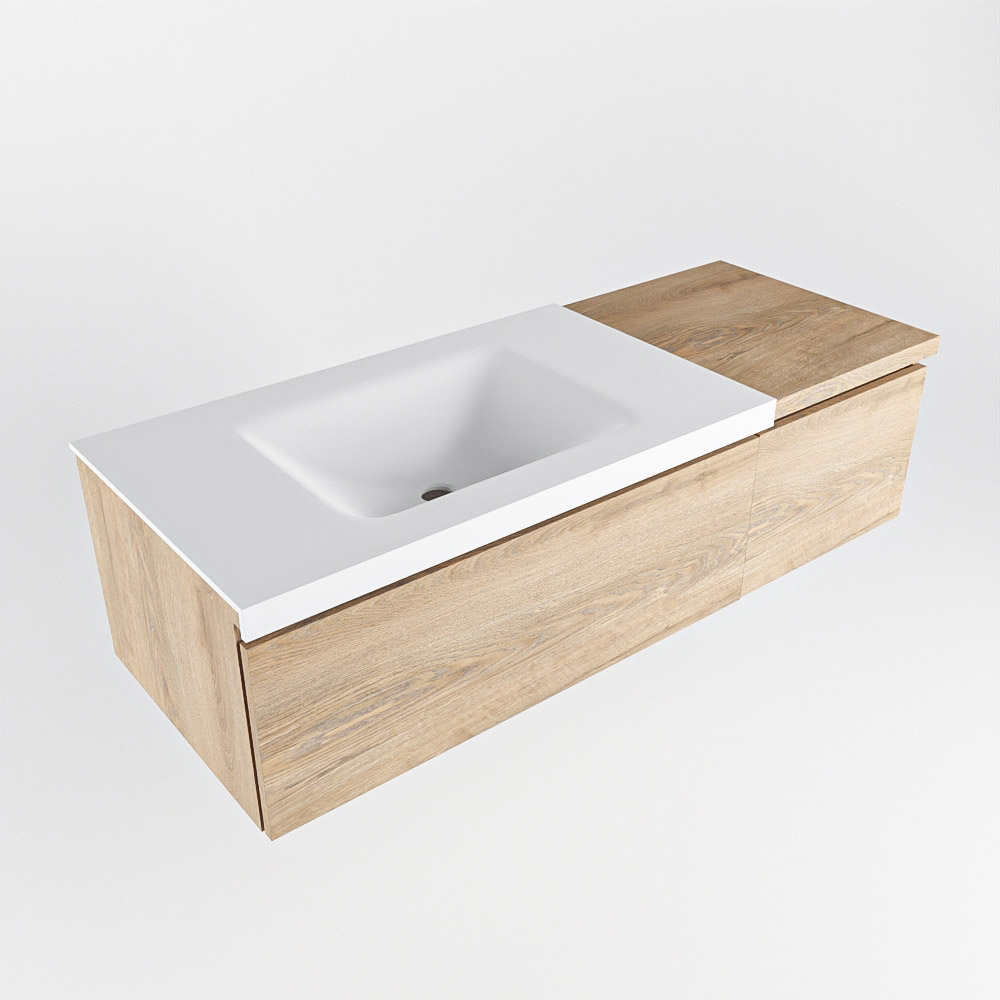 MONDIAZ BUKLA 120cm mueble de baño con módulo 40 Washed Oak 2 cajones. Lavabo CLOUD izquierda 1 orificio color Talc 5 MONDIAZ BUKLA 120cm mueble de baño con módulo 40 Washed Oak 2 cajones. Lavabo CLOUD izquierda 1 orificio color Talc - Imagen 5