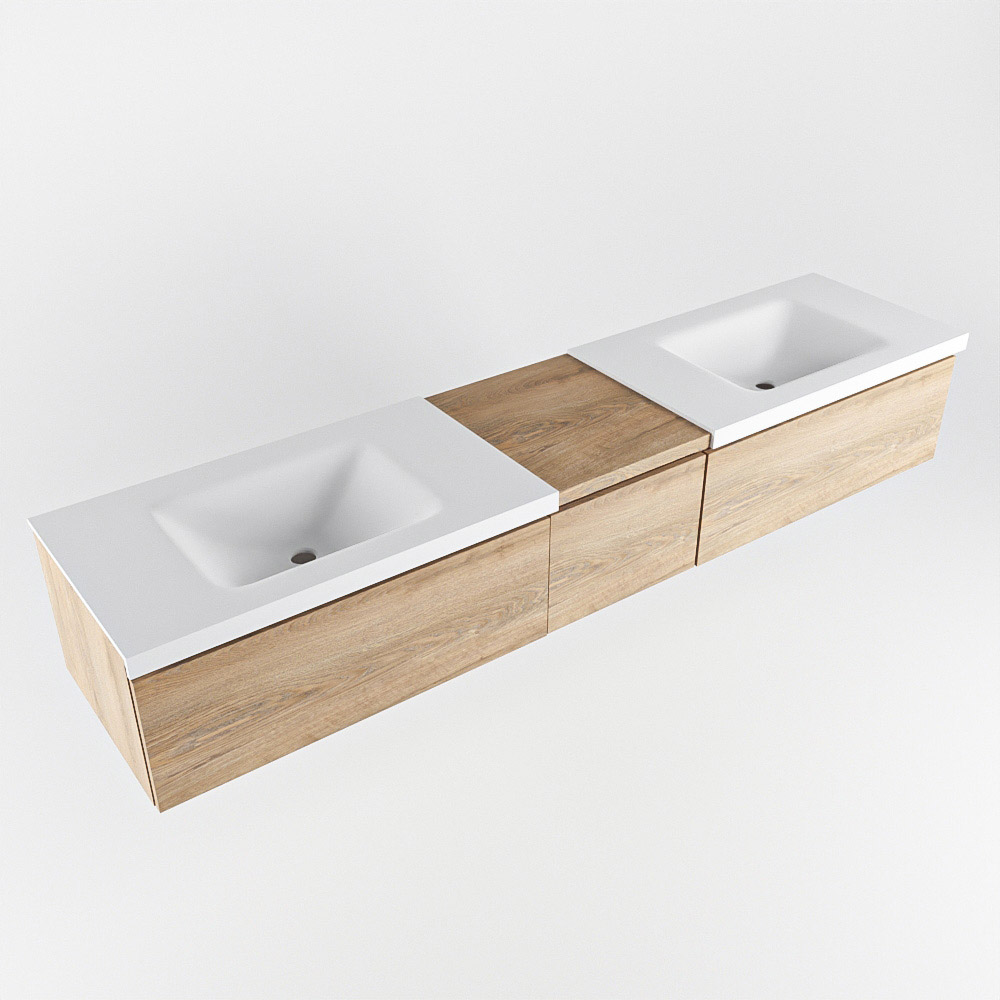 MONDIAZ BUKLA 200cm mueble de baño con módulo 40 Washed Oak 3 cajones. Lavabo CLOUD duble sin orificios color Talc 5 MONDIAZ BUKLA 200cm mueble de baño con módulo 40 Washed Oak 3 cajones. Lavabo CLOUD duble sin orificios color Talc - Imagen 5