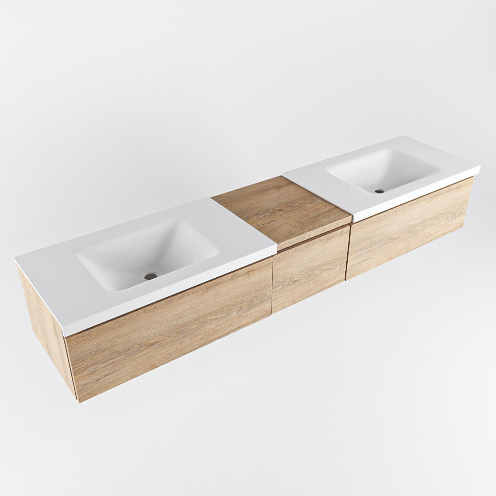 MONDIAZ BUKLA 200cm mueble de baño con módulo 40 Washed Oak 3 cajones. Lavabo CLOUD duble 2 orificios color Talc 5 MONDIAZ BUKLA 200cm mueble de baño con módulo 40 Washed Oak 3 cajones. Lavabo CLOUD duble 2 orificios color Talc - Imagen 5