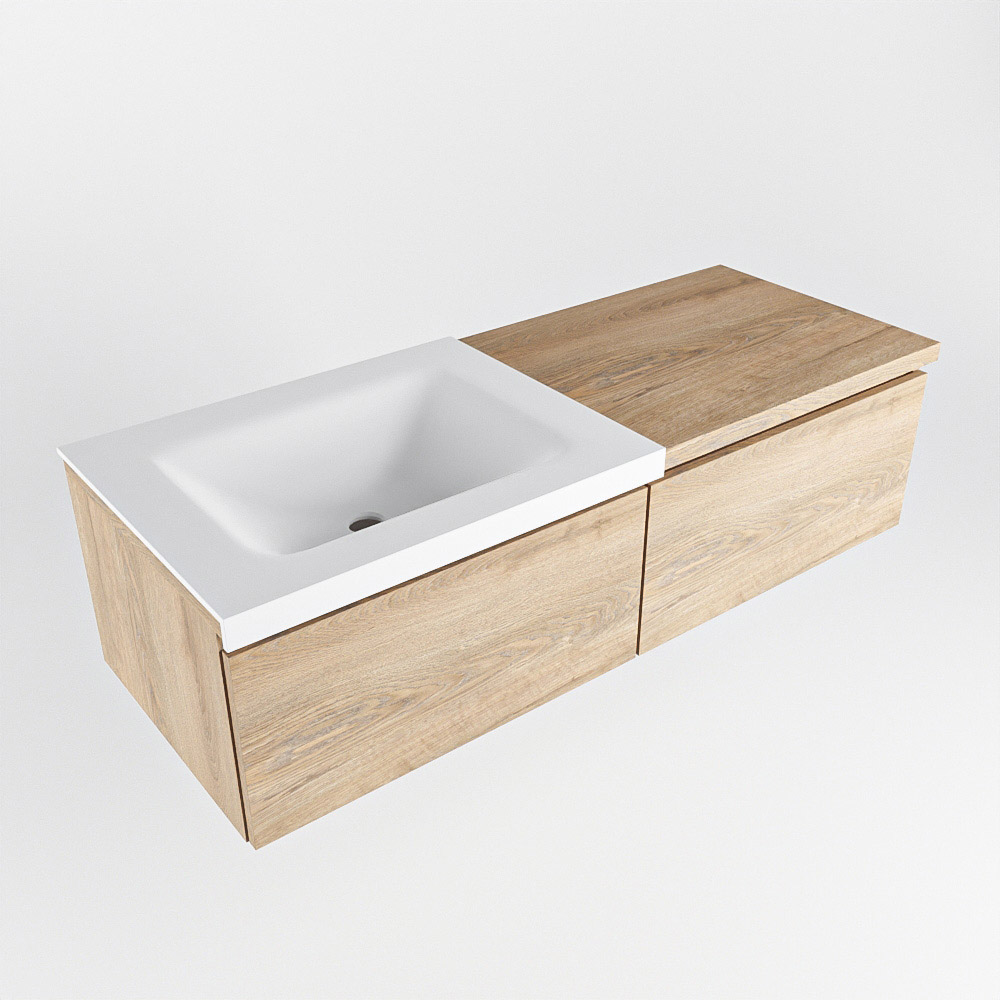 MONDIAZ BUKLA 120cm mueble de baño con módulo 60 Washed Oak 2 cajones. Lavabo CLOUD izquierda 1 orificio color Talc 5 MONDIAZ BUKLA 120cm mueble de baño con módulo 60 Washed Oak 2 cajones. Lavabo CLOUD izquierda 1 orificio color Talc - Imagen 5
