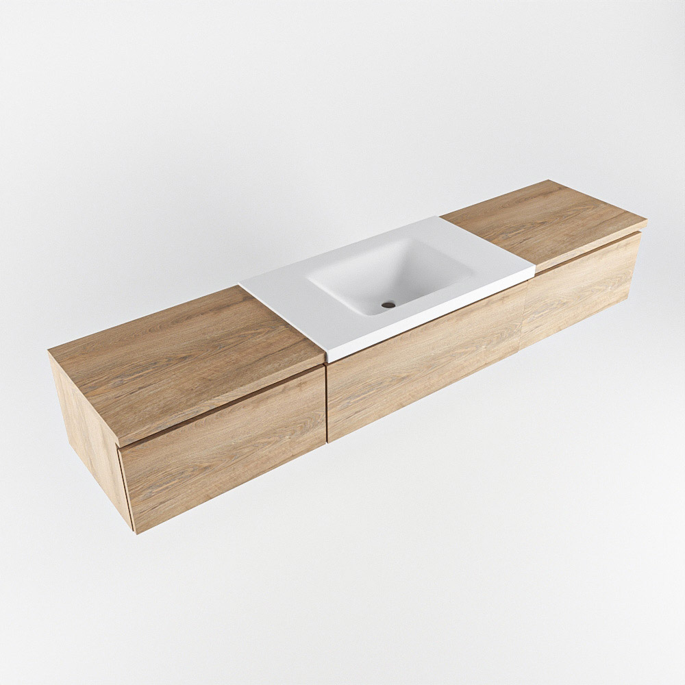 MONDIAZ BUKLA 200cm mueble de baño con módulo 60 Washed Oak 3 cajones. Lavabo CLOUD centro sin orificios color Talc 5 MONDIAZ BUKLA 200cm mueble de baño con módulo 60 Washed Oak 3 cajones. Lavabo CLOUD centro sin orificios color Talc - Imagen 5