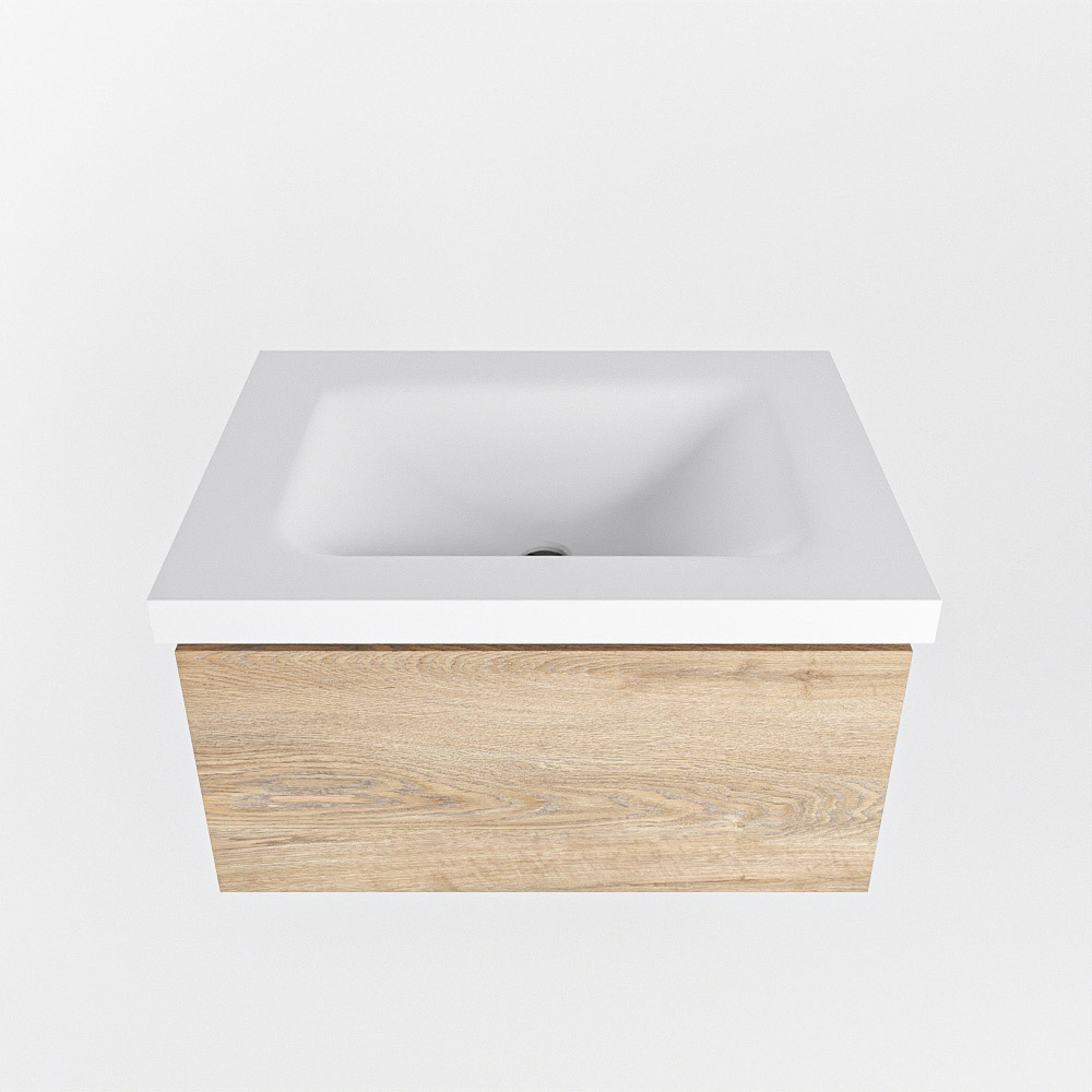 MONDIAZ BUKLA 60cm mueble de baño Washed Oak 1 cajón. Lavabo CLOUD centro sin orificios color Talc 6 MONDIAZ BUKLA 60cm mueble de baño Washed Oak 1 cajón. Lavabo CLOUD centro sin orificios color Talc - Imagen 6