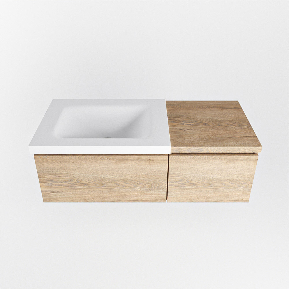 MONDIAZ BUKLA 100cm mueble de baño con módulo 40 Washed Oak 2 cajones. Lavabo CLOUD izquierda sin orificios color Talc 6 MONDIAZ BUKLA 100cm mueble de baño con módulo 40 Washed Oak 2 cajones. Lavabo CLOUD izquierda sin orificios color Talc - Imagen 6