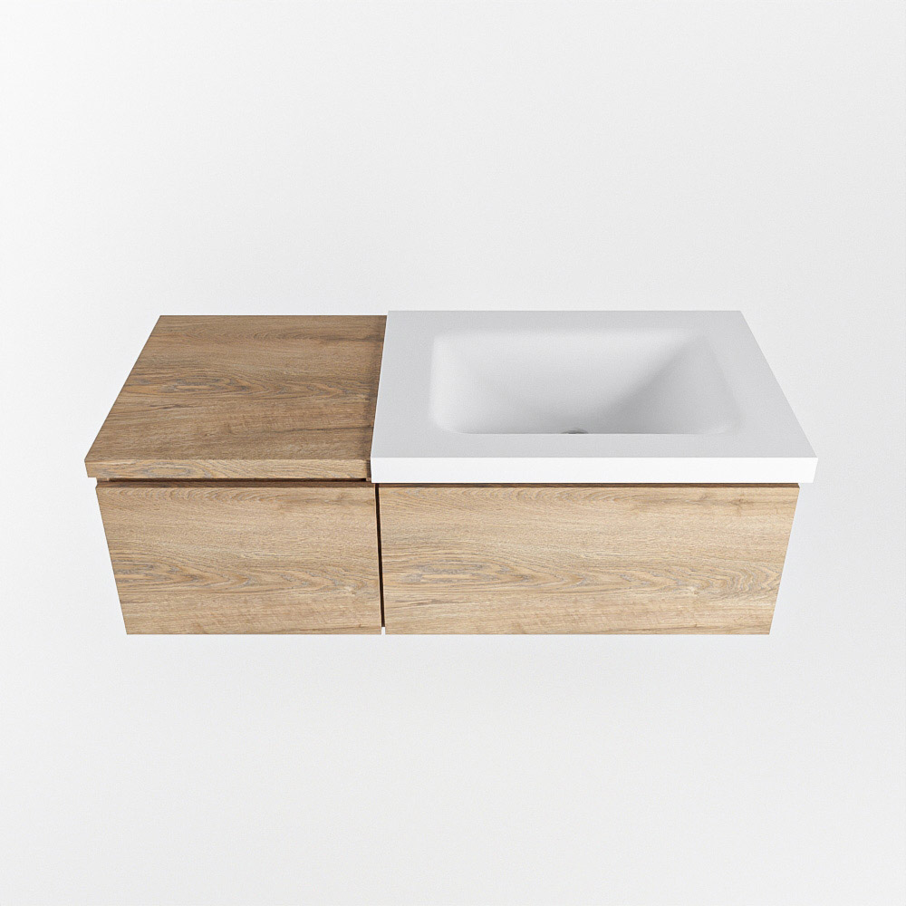 MONDIAZ BUKLA 100cm mueble de baño con módulo 40 Washed Oak 2 cajones. Lavabo CLOUD derecho 1 orificio color Talc 6 MONDIAZ BUKLA 100cm mueble de baño con módulo 40 Washed Oak 2 cajones. Lavabo CLOUD derecho 1 orificio color Talc - Imagen 6