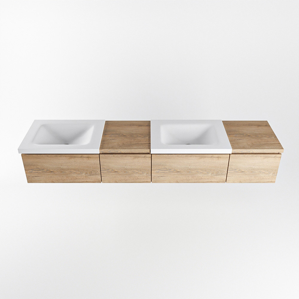 MONDIAZ BUKLA 200cm mueble de baño con módulo 40 izquierda Washed Oak 4 cajones. Lavabo CLOUD duble sin orificios color Talc 6 MONDIAZ BUKLA 200cm mueble de baño con módulo 40 izquierda Washed Oak 4 cajones. Lavabo CLOUD duble sin orificios color Talc - Imagen 6