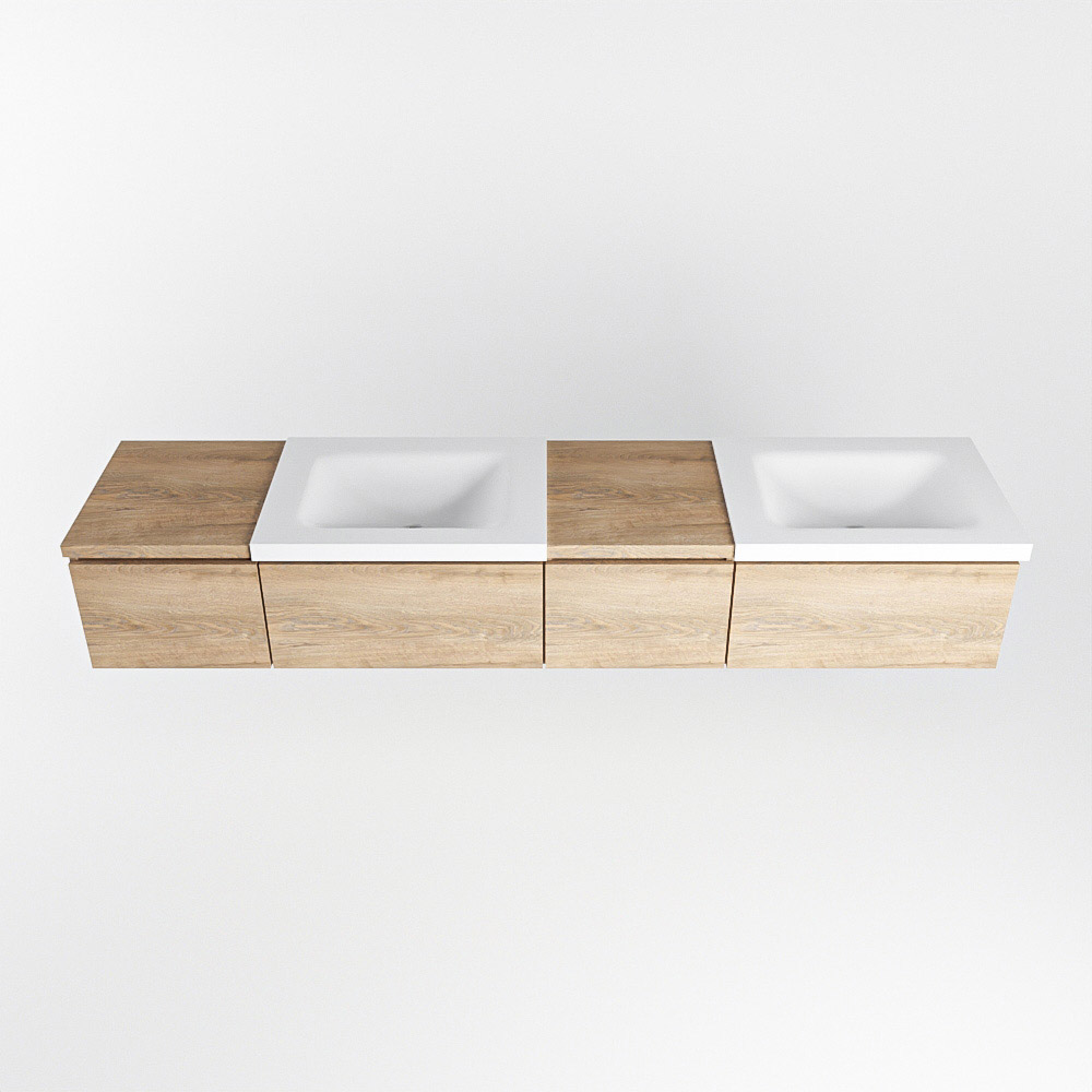 MONDIAZ BUKLA 200cm mueble de baño con módulo 40 derecho Washed Oak 4 cajones. Lavabo CLOUD duble sin orificios color Talc 6 MONDIAZ BUKLA 200cm mueble de baño con módulo 40 derecho Washed Oak 4 cajones. Lavabo CLOUD duble sin orificios color Talc - Imagen 6