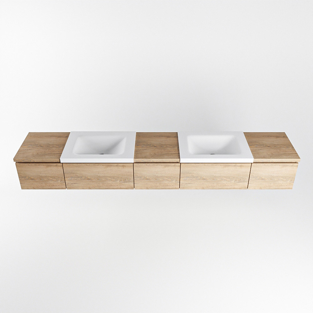 MONDIAZ BUKLA 240cm mueble de baño con módulo 40 Washed Oak 5 cajones. Lavabo CLOUD duble sin orificios color Talc 6 MONDIAZ BUKLA 240cm mueble de baño con módulo 40 Washed Oak 5 cajones. Lavabo CLOUD duble sin orificios color Talc - Imagen 6