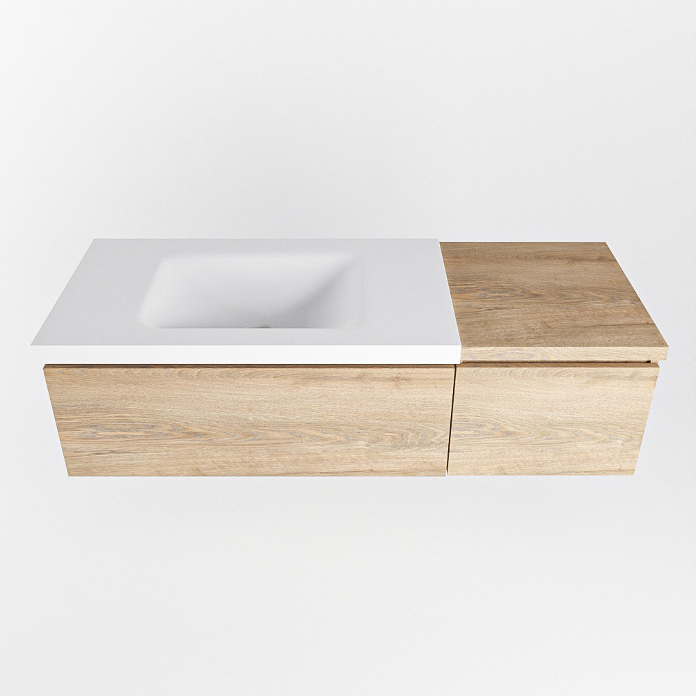 MONDIAZ BUKLA 120cm mueble de baño con módulo 40 Washed Oak 2 cajones. Lavabo CLOUD izquierda 1 orificio color Talc 6 MONDIAZ BUKLA 120cm mueble de baño con módulo 40 Washed Oak 2 cajones. Lavabo CLOUD izquierda 1 orificio color Talc - Imagen 6