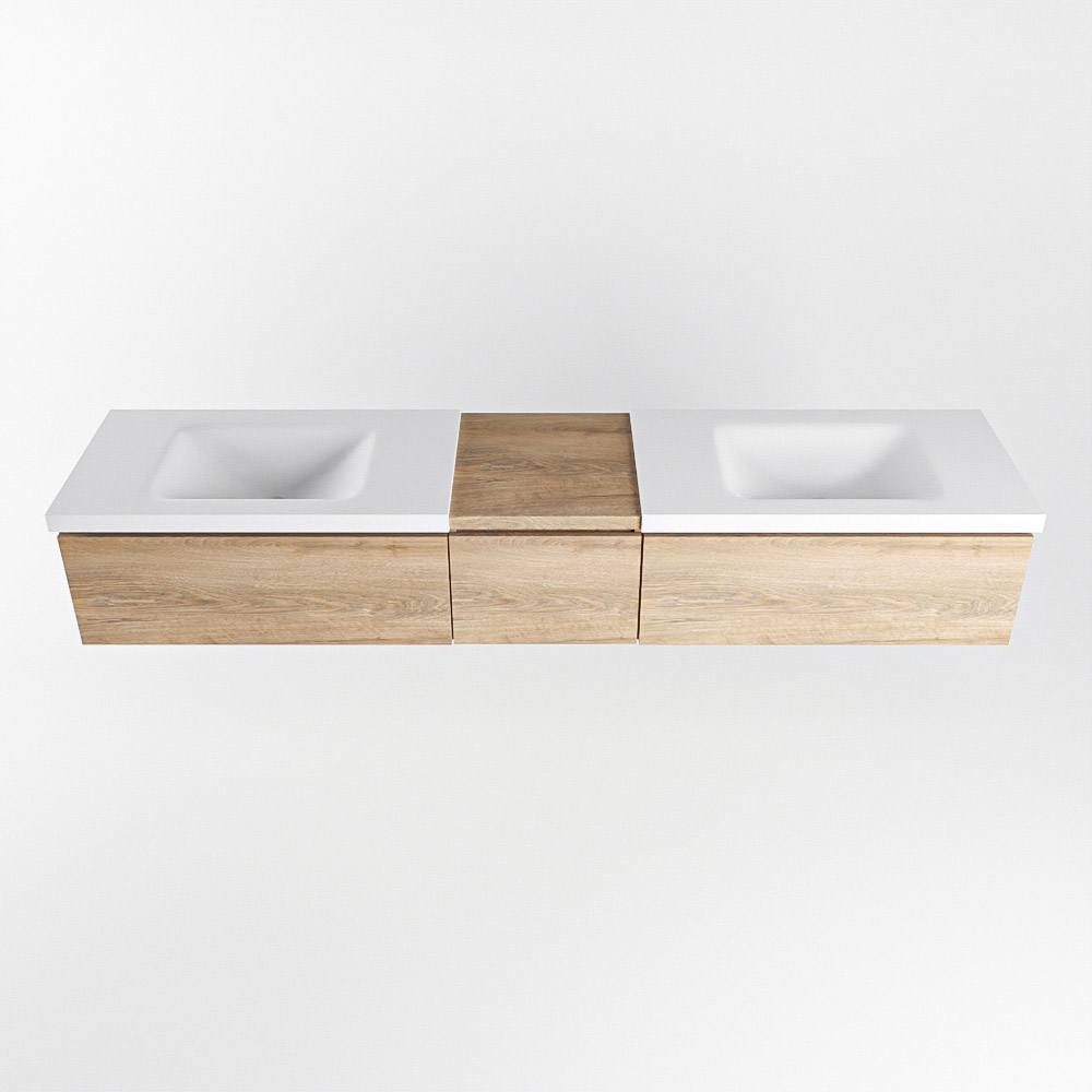 MONDIAZ BUKLA 200cm mueble de baño con módulo 40 Washed Oak 3 cajones. Lavabo CLOUD duble sin orificios color Talc 6 MONDIAZ BUKLA 200cm mueble de baño con módulo 40 Washed Oak 3 cajones. Lavabo CLOUD duble sin orificios color Talc - Imagen 6