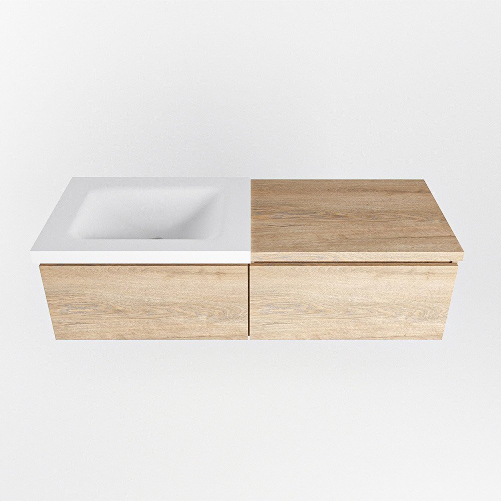 MONDIAZ BUKLA 120cm mueble de baño con módulo 60 Washed Oak 2 cajones. Lavabo CLOUD izquierda 1 orificio color Talc 6 MONDIAZ BUKLA 120cm mueble de baño con módulo 60 Washed Oak 2 cajones. Lavabo CLOUD izquierda 1 orificio color Talc - Imagen 6
