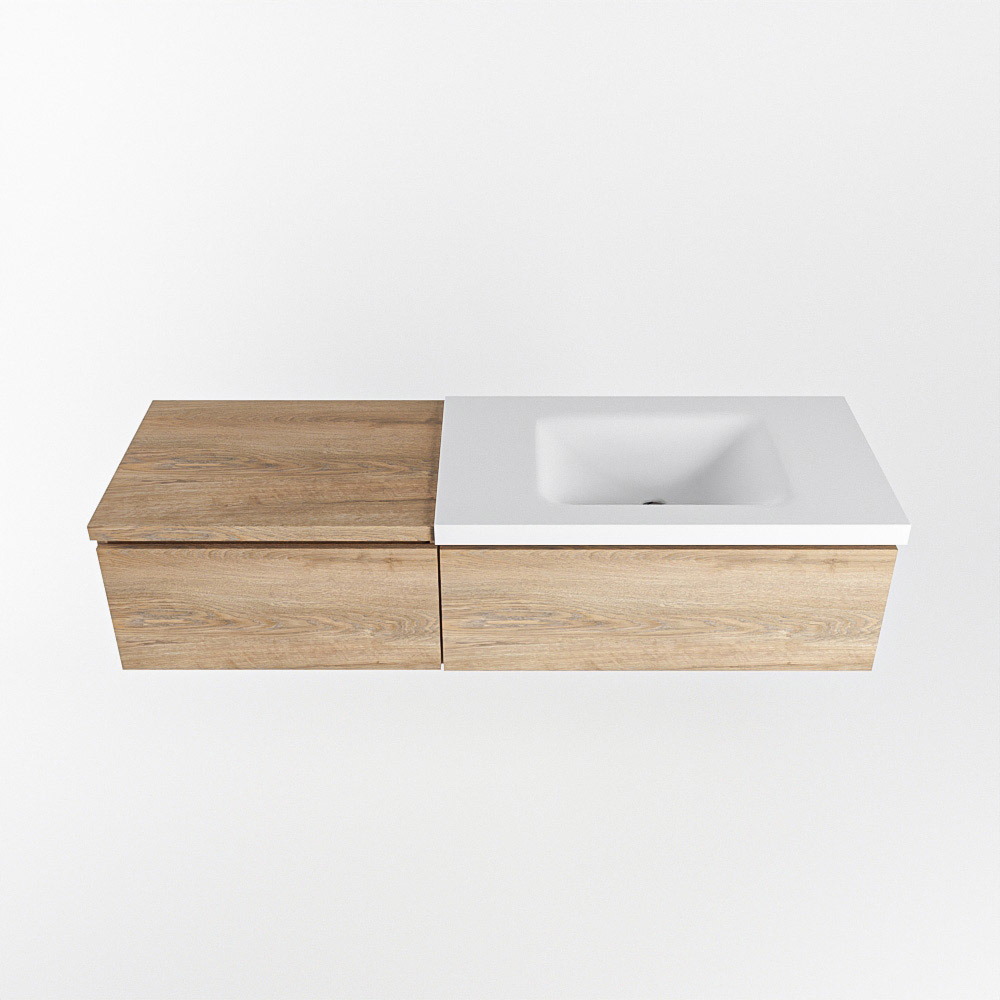MONDIAZ BUKLA 140cm mueble de baño con módulo 60 Washed Oak 2 cajones. Lavabo CLOUD derecho 1 orificio color Talc 6 MONDIAZ BUKLA 140cm mueble de baño con módulo 60 Washed Oak 2 cajones. Lavabo CLOUD derecho 1 orificio color Talc - Imagen 6