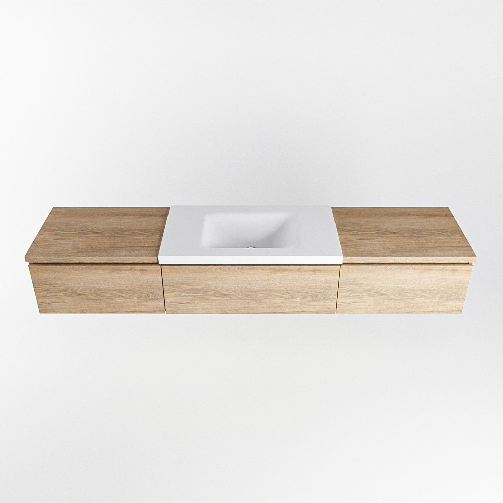 MONDIAZ BUKLA 200cm mueble de baño con módulo 60 Washed Oak 3 cajones. Lavabo CLOUD centro sin orificios color Talc 6 MONDIAZ BUKLA 200cm mueble de baño con módulo 60 Washed Oak 3 cajones. Lavabo CLOUD centro sin orificios color Talc - Imagen 6