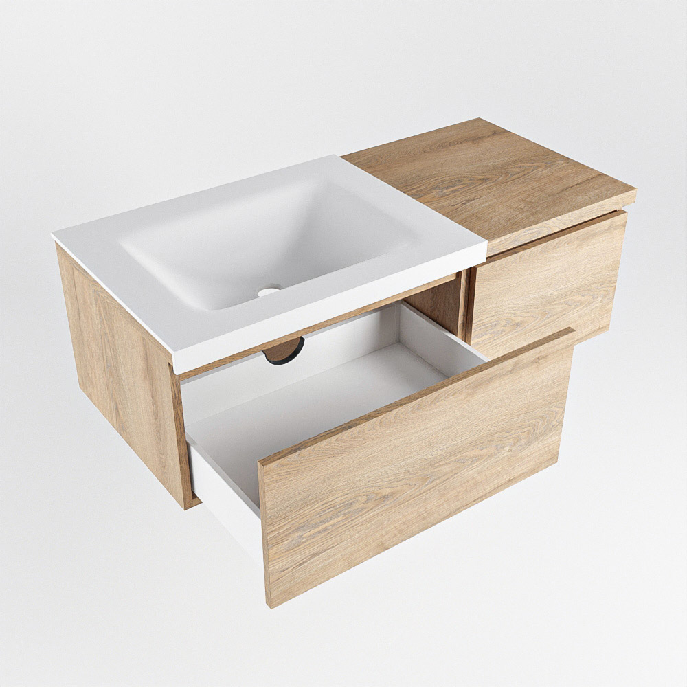 MONDIAZ BUKLA 100cm mueble de baño con módulo 40 Washed Oak 2 cajones. Lavabo CLOUD izquierda sin orificios color Talc 4 MONDIAZ BUKLA 100cm mueble de baño con módulo 40 Washed Oak 2 cajones. Lavabo CLOUD izquierda sin orificios color Talc - Imagen 4