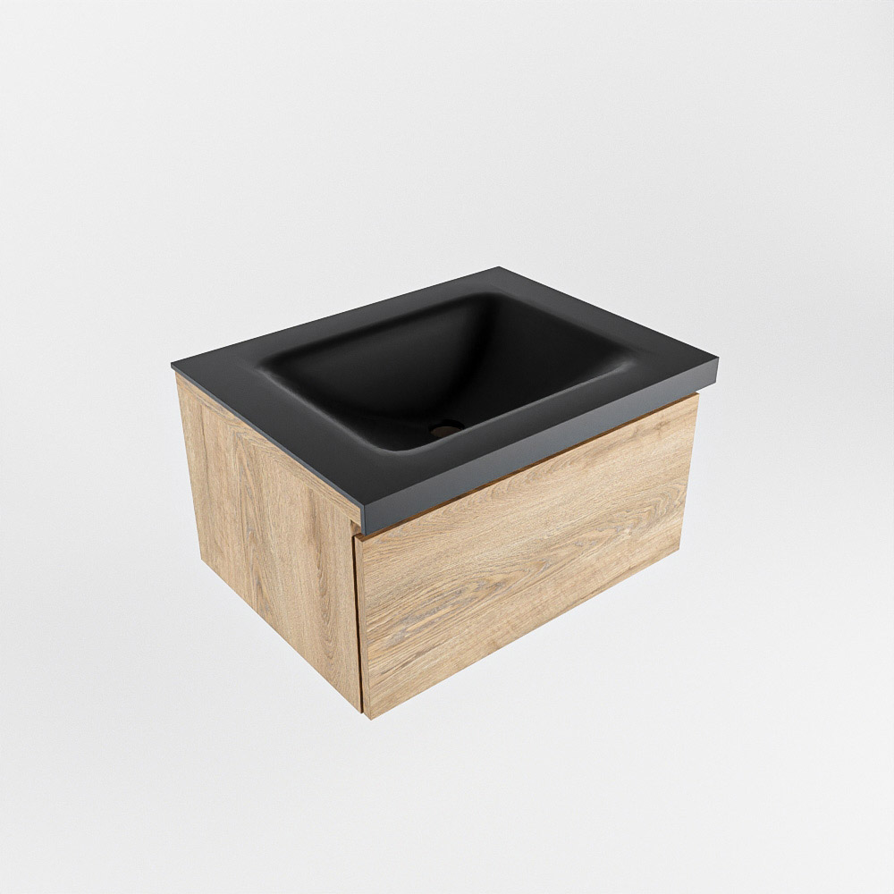MONDIAZ BUKLA 60cm mueble de baño Washed Oak 1 cajón. Lavabo CLOUD centro sin orificios color Urban 5 MONDIAZ BUKLA 60cm mueble de baño Washed Oak 1 cajón. Lavabo CLOUD centro sin orificios color Urban - Imagen 5