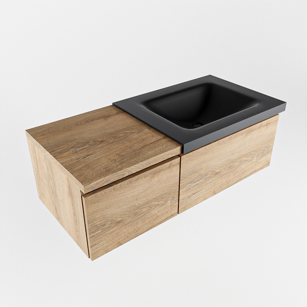 MONDIAZ BUKLA 100cm mueble de baño con módulo 40 Washed Oak 2 cajones. Lavabo CLOUD derecho sin orificios color Urban 5 MONDIAZ BUKLA 100cm mueble de baño con módulo 40 Washed Oak 2 cajones. Lavabo CLOUD derecho sin orificios color Urban - Imagen 5
