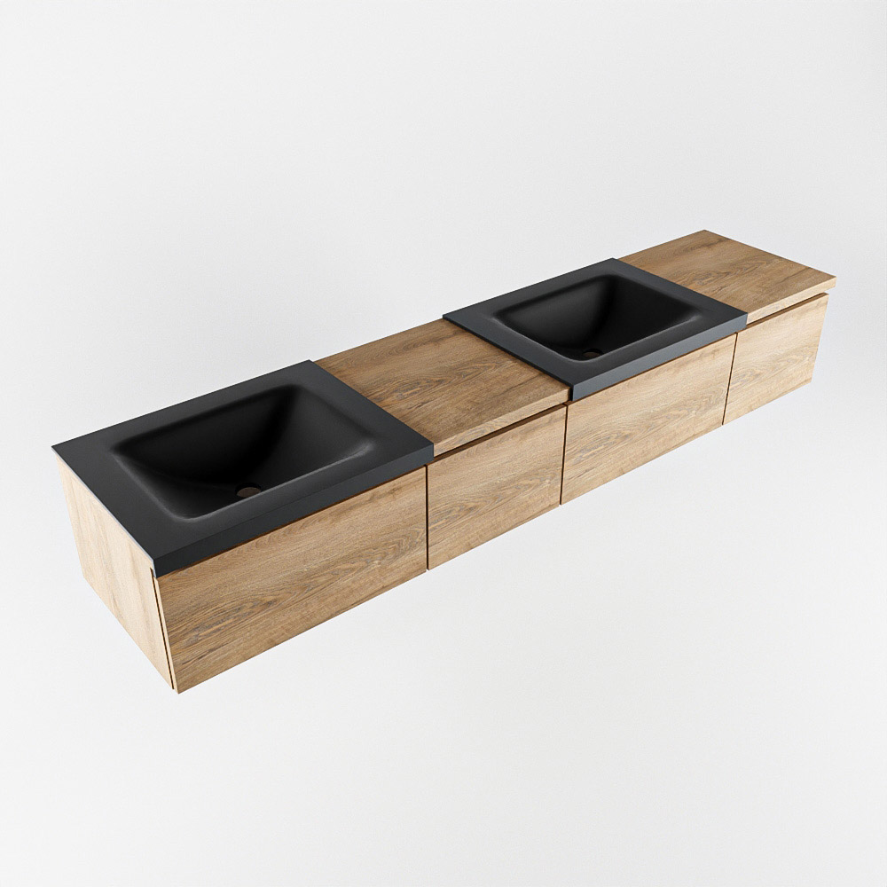 MONDIAZ BUKLA 200cm mueble de baño con módulo 40 izquierda Washed Oak 4 cajones. Lavabo CLOUD duble 2 orificios color Urban 5 MONDIAZ BUKLA 200cm mueble de baño con módulo 40 izquierda Washed Oak 4 cajones. Lavabo CLOUD duble 2 orificios color Urban - Imagen 5