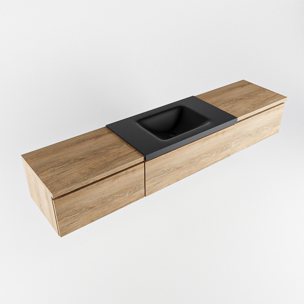 MONDIAZ BUKLA 200cm mueble de baño con módulo 60 Washed Oak 3 cajones. Lavabo CLOUD centro sin orificios color Urban 5 MONDIAZ BUKLA 200cm mueble de baño con módulo 60 Washed Oak 3 cajones. Lavabo CLOUD centro sin orificios color Urban - Imagen 5