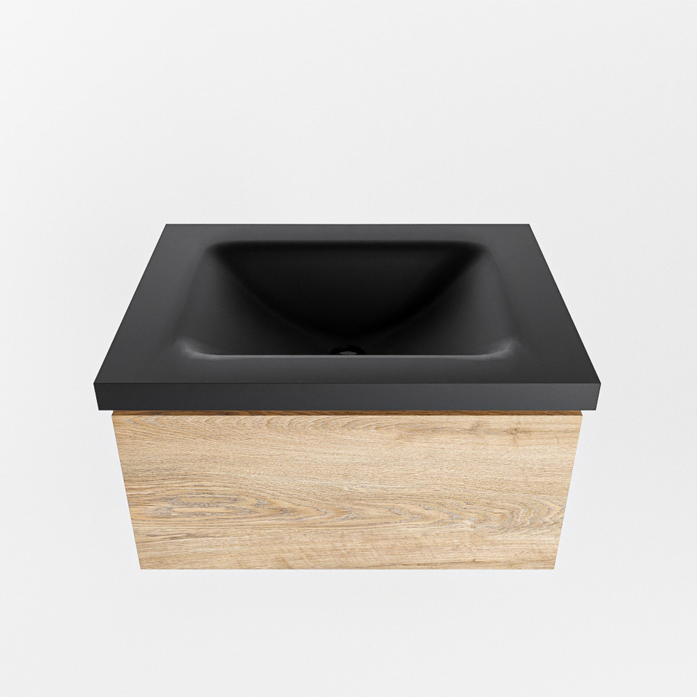 MONDIAZ BUKLA 60cm mueble de baño Washed Oak 1 cajón. Lavabo CLOUD centro sin orificios color Urban 6 MONDIAZ BUKLA 60cm mueble de baño Washed Oak 1 cajón. Lavabo CLOUD centro sin orificios color Urban - Imagen 6