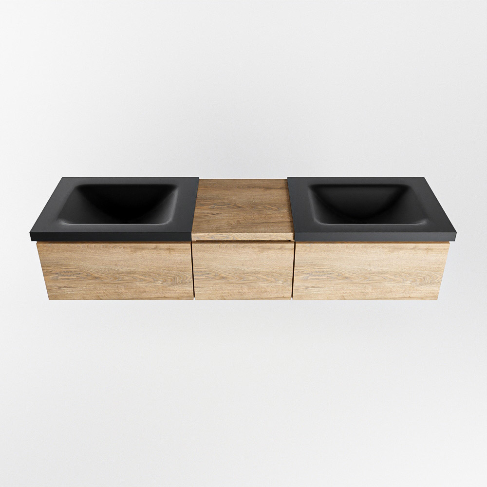 MONDIAZ BUKLA 160cm mueble de baño con módulo 40 Washed Oak 3 cajones. Lavabo CLOUD duble 2 orificios color Urban 6 MONDIAZ BUKLA 160cm mueble de baño con módulo 40 Washed Oak 3 cajones. Lavabo CLOUD duble 2 orificios color Urban - Imagen 6
