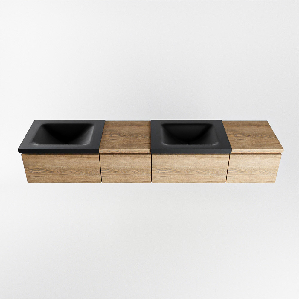 MONDIAZ BUKLA 200cm mueble de baño con módulo 40 izquierda Washed Oak 4 cajones. Lavabo CLOUD duble 2 orificios color Urban 6 MONDIAZ BUKLA 200cm mueble de baño con módulo 40 izquierda Washed Oak 4 cajones. Lavabo CLOUD duble 2 orificios color Urban - Imagen 6