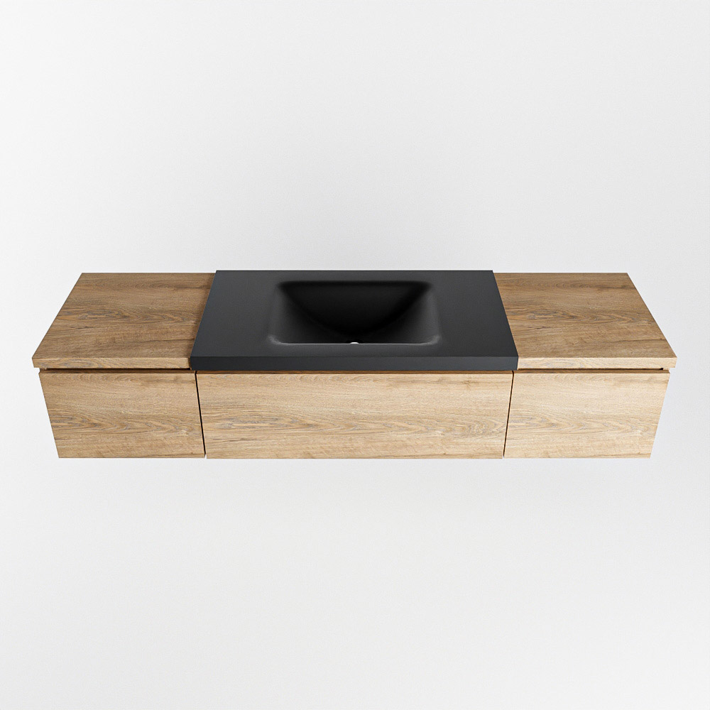 MONDIAZ BUKLA 160cm mueble de baño con módulo 40 Washed Oak 3 cajones. Lavabo CLOUD centro 1 orificio color Urban 6 MONDIAZ BUKLA 160cm mueble de baño con módulo 40 Washed Oak 3 cajones. Lavabo CLOUD centro 1 orificio color Urban - Imagen 6