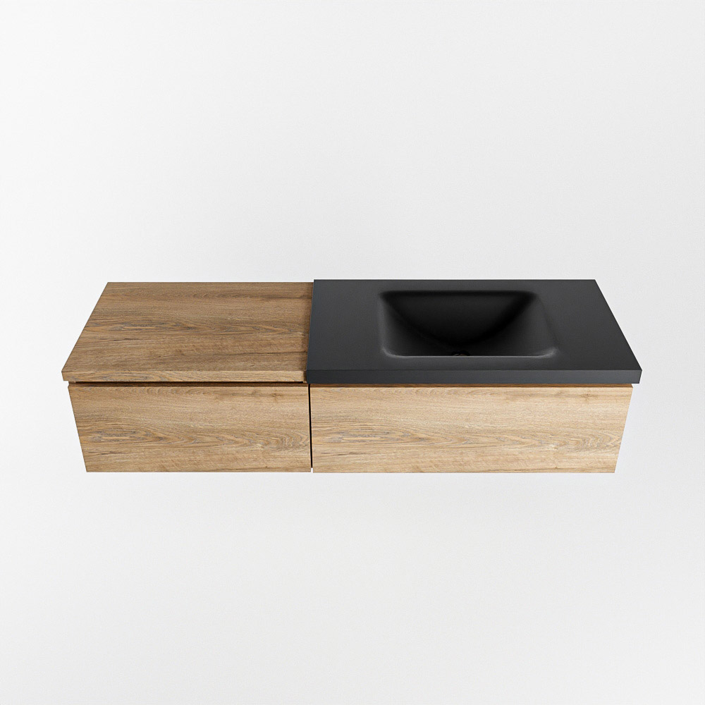 MONDIAZ BUKLA 140cm mueble de baño con módulo 60 Washed Oak 2 cajones. Lavabo CLOUD derecho 1 orificio color Urban 6 MONDIAZ BUKLA 140cm mueble de baño con módulo 60 Washed Oak 2 cajones. Lavabo CLOUD derecho 1 orificio color Urban - Imagen 6