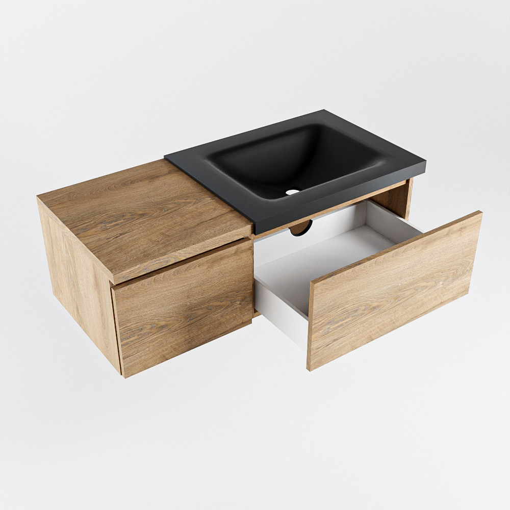 MONDIAZ BUKLA 100cm mueble de baño con módulo 40 Washed Oak 2 cajones. Lavabo CLOUD derecho sin orificios color Urban 4 MONDIAZ BUKLA 100cm mueble de baño con módulo 40 Washed Oak 2 cajones. Lavabo CLOUD derecho sin orificios color Urban - Imagen 4