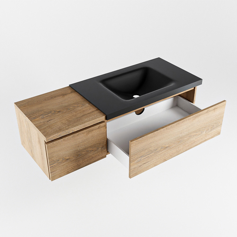 MONDIAZ BUKLA 120cm mueble de baño con módulo 40 Washed Oak 2 cajones. Lavabo CLOUD derecho sin orificios color Urban 4 MONDIAZ BUKLA 120cm mueble de baño con módulo 40 Washed Oak 2 cajones. Lavabo CLOUD derecho sin orificios color Urban - Imagen 4