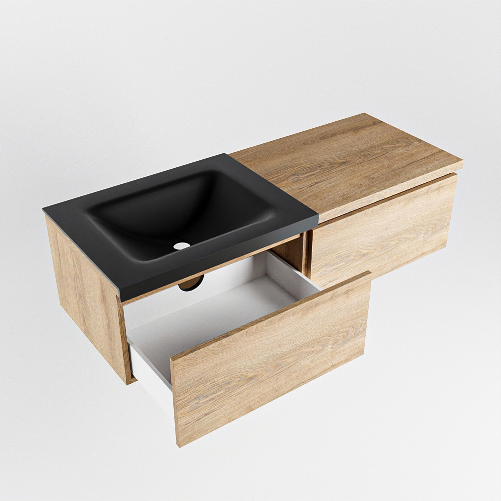 MONDIAZ BUKLA 120cm mueble de baño con módulo 60 Washed Oak 2 cajones. Lavabo CLOUD izquierda sin orificios color Urban 4 MONDIAZ BUKLA 120cm mueble de baño con módulo 60 Washed Oak 2 cajones. Lavabo CLOUD izquierda sin orificios color Urban - Imagen 4