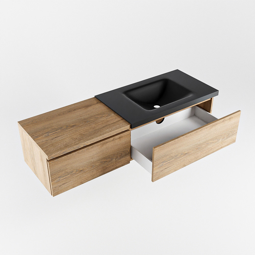 MONDIAZ BUKLA 140cm mueble de baño con módulo 60 Washed Oak 2 cajones. Lavabo CLOUD derecho 1 orificio color Urban 4 MONDIAZ BUKLA 140cm mueble de baño con módulo 60 Washed Oak 2 cajones. Lavabo CLOUD derecho 1 orificio color Urban - Imagen 4