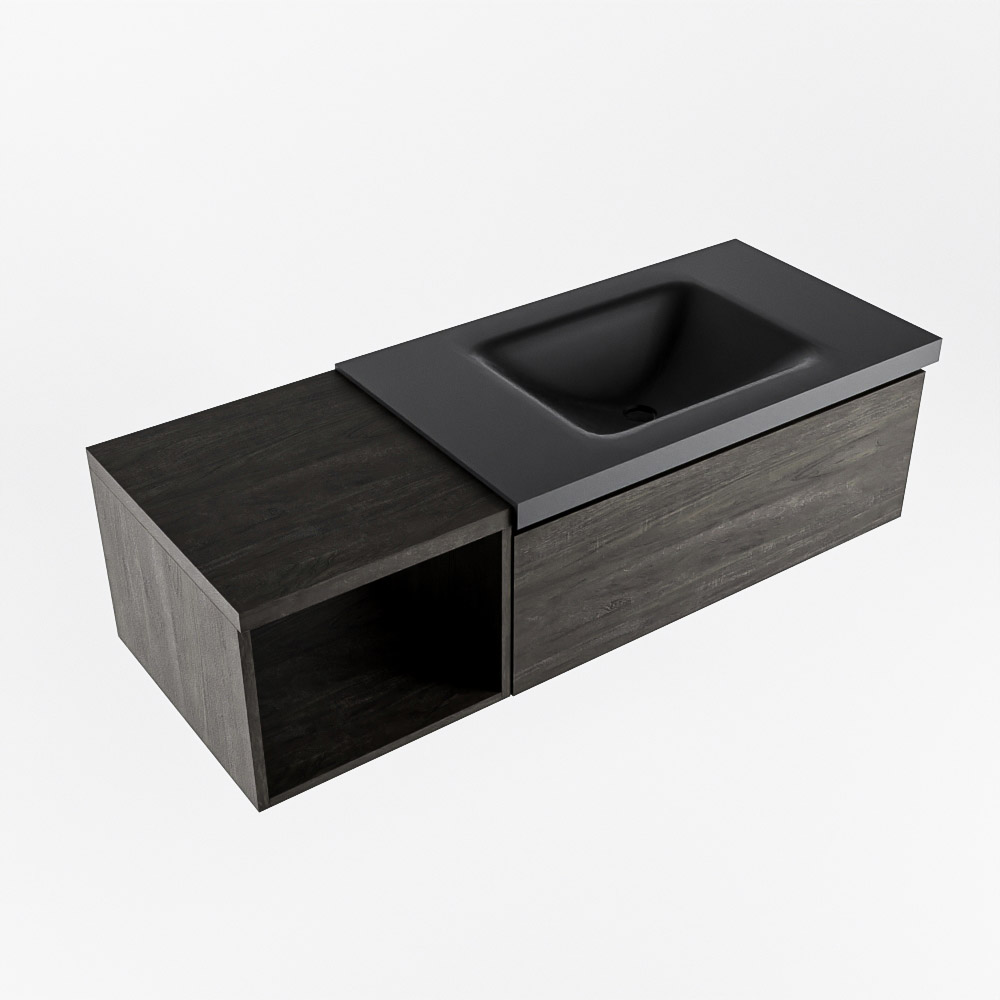 MONDIAZ BUKLA 120cm mueble de baño con módulo abierto 40 Dark Brown 1 cajón. Lavabo CLOUD derecho 1 orificio color Urban 5 MONDIAZ BUKLA 120cm mueble de baño con módulo abierto 40 Dark Brown 1 cajón. Lavabo CLOUD derecho 1 orificio color Urban - Imagen 5