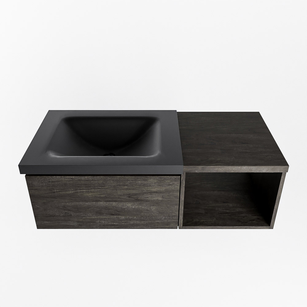 MONDIAZ BUKLA 100cm mueble de baño con módulo abierto 40 Dark Brown 1 cajón. Lavabo CLOUD izquierda 1 orificio color Urban 6 MONDIAZ BUKLA 100cm mueble de baño con módulo abierto 40 Dark Brown 1 cajón. Lavabo CLOUD izquierda 1 orificio color Urban - Imagen 6