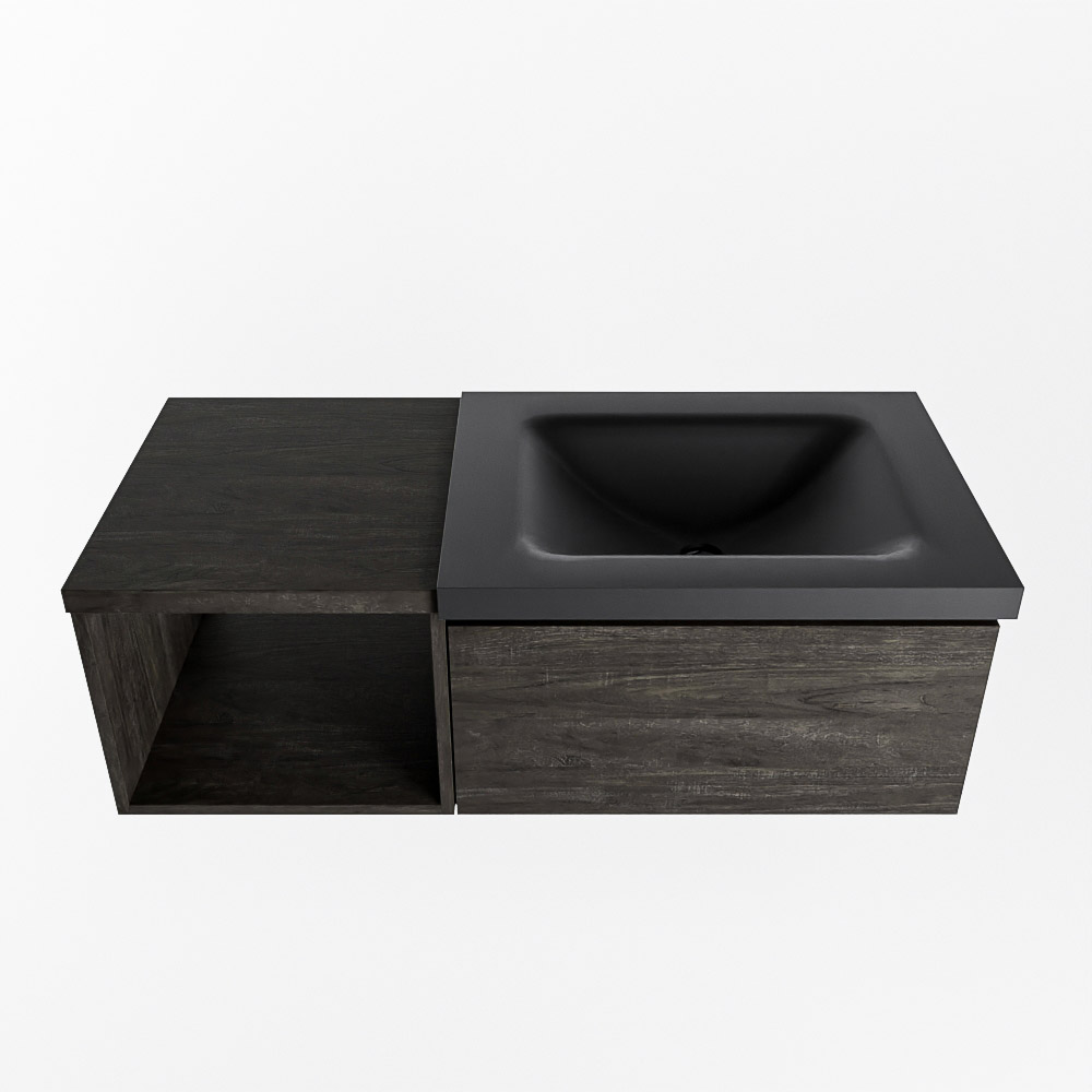 MONDIAZ BUKLA 100cm mueble de baño con módulo abierto 40 Dark Brown 1 cajón. Lavabo CLOUD derecho 1 orificio color Urban 6 MONDIAZ BUKLA 100cm mueble de baño con módulo abierto 40 Dark Brown 1 cajón. Lavabo CLOUD derecho 1 orificio color Urban - Imagen 6