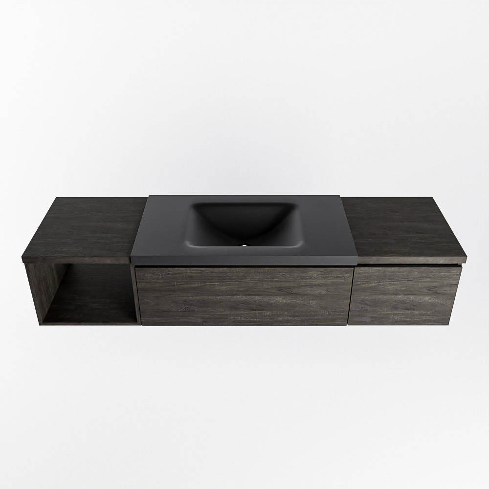 MONDIAZ BUKLA 160cm mueble de baño con módulo abierto 40 izquierda Dark Brown 2 cajones. Lavabo CLOUD centro 1 orificio color Urban 6 MONDIAZ BUKLA 160cm mueble de baño con módulo abierto 40 izquierda Dark Brown 2 cajones. Lavabo CLOUD centro 1 orificio color Urban - Imagen 6