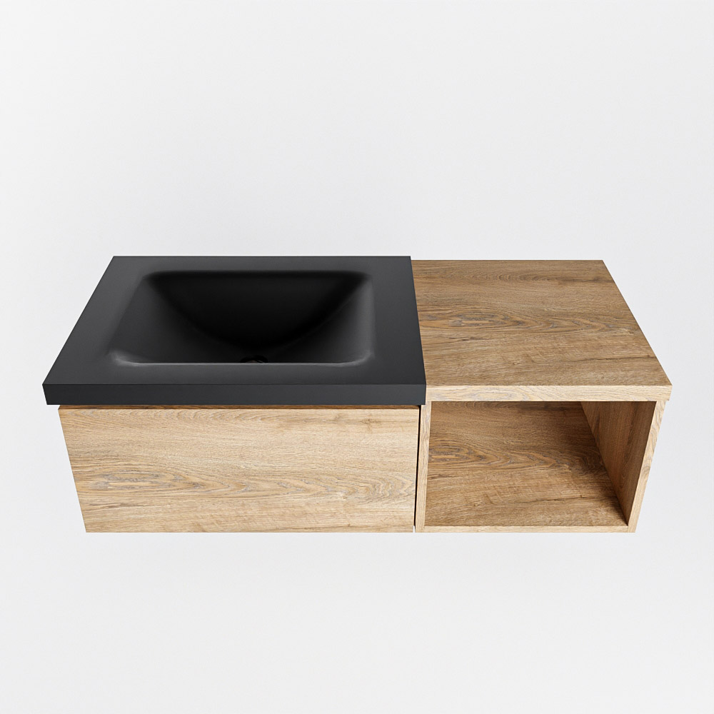 MONDIAZ BUKLA 100cm mueble de baño con módulo abierto 40 Washed Oak 1 cajón. Lavabo CLOUD izquierda sin orificios color Urban 6 MONDIAZ BUKLA 100cm mueble de baño con módulo abierto 40 Washed Oak 1 cajón. Lavabo CLOUD izquierda sin orificios color Urban - Imagen 6