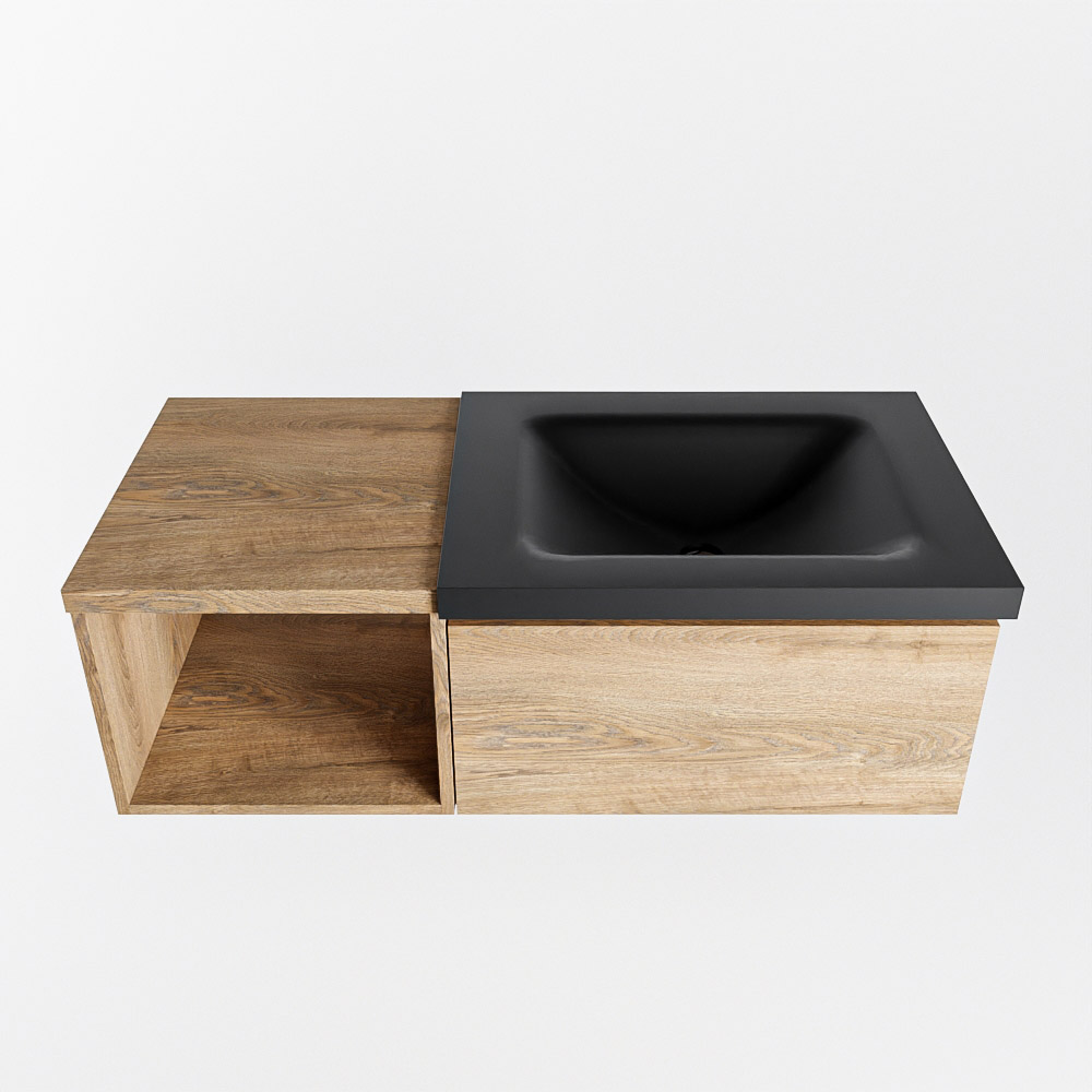 MONDIAZ BUKLA 100cm mueble de baño con módulo abierto 40 Washed Oak 1 cajón. Lavabo CLOUD derecho 1 orificio color Urban 6 MONDIAZ BUKLA 100cm mueble de baño con módulo abierto 40 Washed Oak 1 cajón. Lavabo CLOUD derecho 1 orificio color Urban - Imagen 6