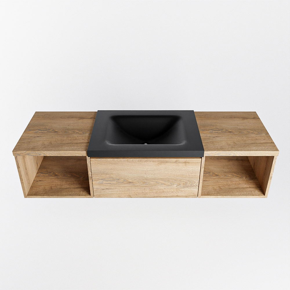 MONDIAZ BUKLA 140cm mueble de baño con módulo abierto 40 izquierda + derecho Washed Oak 1 cajón. Lavabo CLOUD centro 1 orificio color Urban 6 MONDIAZ BUKLA 140cm mueble de baño con módulo abierto 40 izquierda + derecho Washed Oak 1 cajón. Lavabo CLOUD centro 1 orificio color Urban - Imagen 6